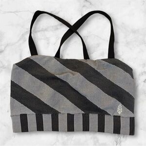FP Movement by Free People Gray and Black Striped Bra